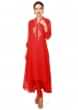 Red Kurti Adorned In Resham And Kundan Placket Online - Kalki Fashion