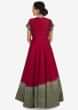 Red and grey anarkali gown in cotton silk beautified in cut dana embroidery work only on Kalki
