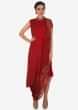 Red kurti featuring with printed drape only on Kalki