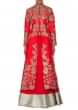Red Lehenga With Embroidered Long Jacket Blouse Online - Kalki Fashion