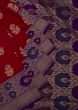Red Saree In Silk With Brocade Pallav In Jaal Motif Online - Kalki Fashion