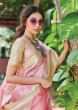 Rose Pink Banarasi Saree In Silk With Weaved Chandelier Motifs In Jaal Pattern