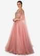 Rose Pink Net Gown Studded with Zardosi Work Only on Kalki