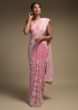 Rose Pink Saree In Georgette Adorned With Lucknowi Thread Embroidery In Floral Pattern Online - Kalki Fashion