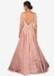 Rose Pink Satin Gown Studded with Cut Dana and Tassels Only on Kalki