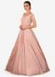 Rose Pink Satin Gown Studded with Cut Dana and Tassels Only on Kalki
