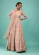 Rose Smoke Pink Anarkali Suit Fully Embroidered In Chikankari With Sequins & Thread