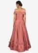 Rouge pink gown in raw silk with embroidered bodice and tassel only on Kalki