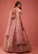 Rouge Pink Lehenga Choli In Raw Silk With Foil Applique And Ruffle Sleeves