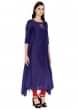 Royal Blue Cotton Kurti With Thread And Sequin Embroidered Parrot Motif On Neck And Bottom Only On Kalki