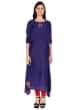 Royal Blue Cotton Kurti With Thread And Sequin Embroidered Parrot Motif On Neck And Bottom Only On Kalki