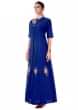 Blue Hand Embroidered Jacket Style Anarkali Gown