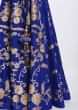 Royal blue lehenga in silk embellished in foil print only on Kalki
