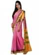 Royal Purple Saree In Banarasi Silk With Yellow Unstitched Blouse Piece Online - Kalki Fashion