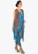 Royal blue and brown bandhani jumpsuit with jacket only on Kalki