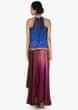 Royal blue bandhani top with burgundy fancy palazzo pant only on Kalki