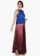Royal blue bandhani top with burgundy fancy palazzo pant only on Kalki