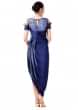 Royal Blue Draped Gown With Hand Embroidered Cold Shoulder Online - Kalki Fashion