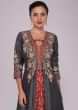 Rust and graphite grey jacket kurti with resham and patch work 