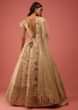 Sand Beige Lehenga Choli In Raw Silk With Foil Applique And Ruffle Sleeves