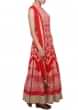 Scarlet red suit enhanced in thread embroidery only on Kalki