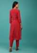 Scarlet Red Kurti With Bandhani Print And Round Neckline