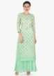 Sea green straight palazzo suit in georgette with gotta patch embroidery only on Kalki