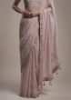 Lilac Saree In Organza With Lurex Stripes And Gotta Border Along With Unstitched Blouse  