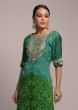 Shaded Green Straight Cut Sharara Suit With Bandhani Print And Gotta Patti Work Online - Kalki Fashion