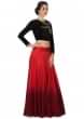 Shaded lehenga in raw silk with velvet embroidered blouse only on Kalki