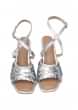 Silver Slender Heels With Silver Sequin Embellishment And Criss-Cross Strap