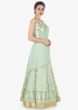 Mint blue anarkali suit in lucknowi thread work and attached dupatta only on Kalki