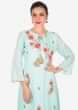 Sky blue double layer kurti adorn in thread and lace embroidered butti only on Kalki