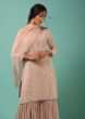 Smoke Pink Sharara Suit In Chiffon With Moti And Cut Dana Embroidered Ornate Yoke And Butti Design
