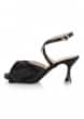 Solid Black 3-inch Pencil heels With Satin Bow And Gemstones