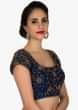 Royal Blue Silk Blouse Adorned With Zardosi Work Online - Kalki Fashion