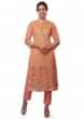 Straight suit in orange cotton silk with resham embroidery only on Kalki 