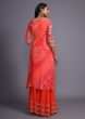 Tangerine Orange Palazzo Suit In Georgette With Bandhani Print And Embroidred With Gotta Patti And Mirror  