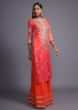 Tangerine Orange Palazzo Suit In Georgette With Bandhani Print And Embroidred With Gotta Patti And Mirror  