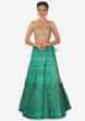 Teal green lehenga in digital print and sequin embroidery only on Kalki