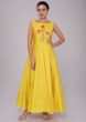 Tuscan yellow cotton anarkali suit with textured bodice 