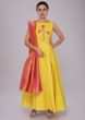 Tuscan yellow cotton anarkali suit with textured bodice 