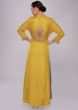 Tuscan yellow tunic dress with embroidered neck and placket