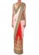 White and red saree in moti embroidery only on Kalki