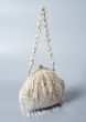 White Clutch In Sequins Fabric With Cut Dana Fringes On The Edges By Solasta
