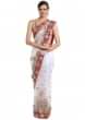 White net saree adorned with sequins and zardosi craft only on Kalki