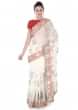 White saree in floral motif embroidery in sequin only on Kalki