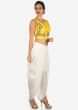 White And Yellow Dhoti Suit Enhanced In Zardosi Embroidered Work Online - Kalki Fashion