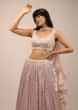 White Crop Top And Pleated Skirt With Sequins 