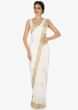White Saree In Georgette Embellished With Cut Dana Online - Kalki Fashion